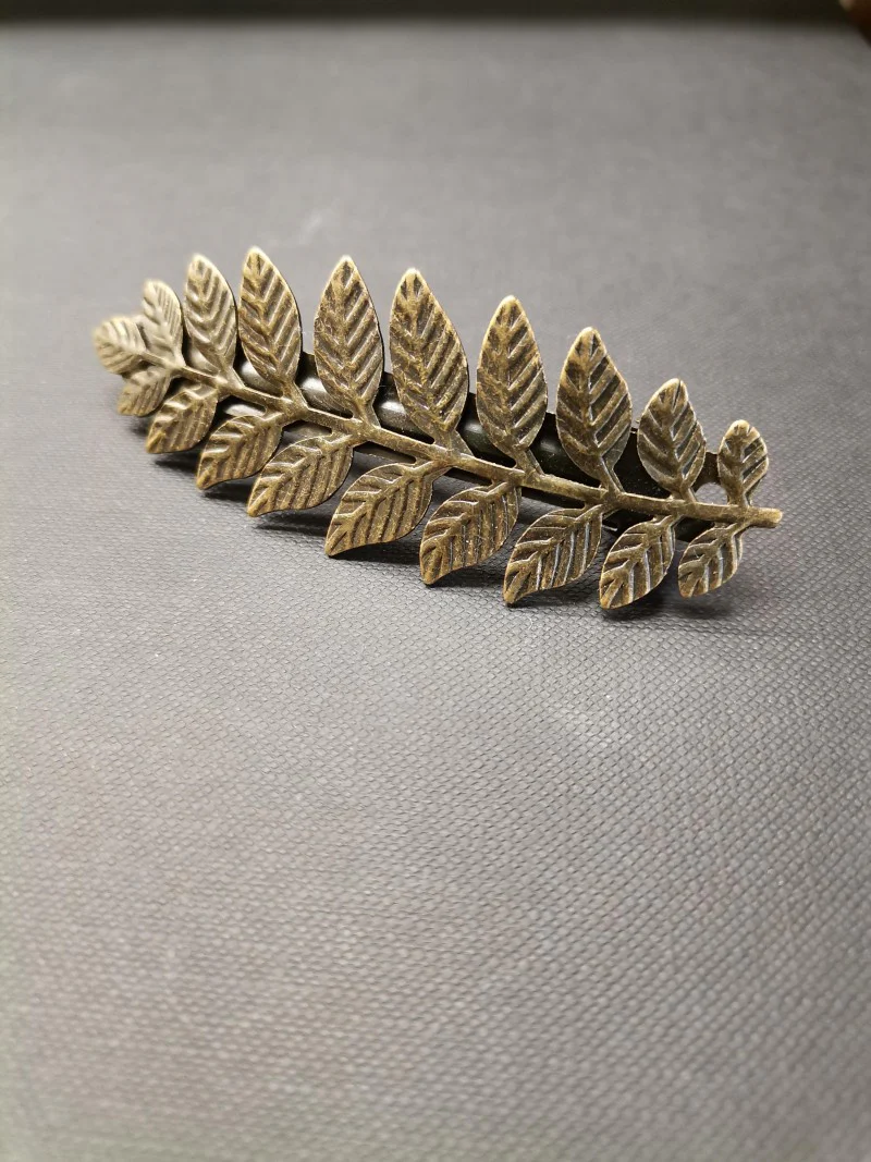 Aged Brass Leaf Hair Clip Barrette