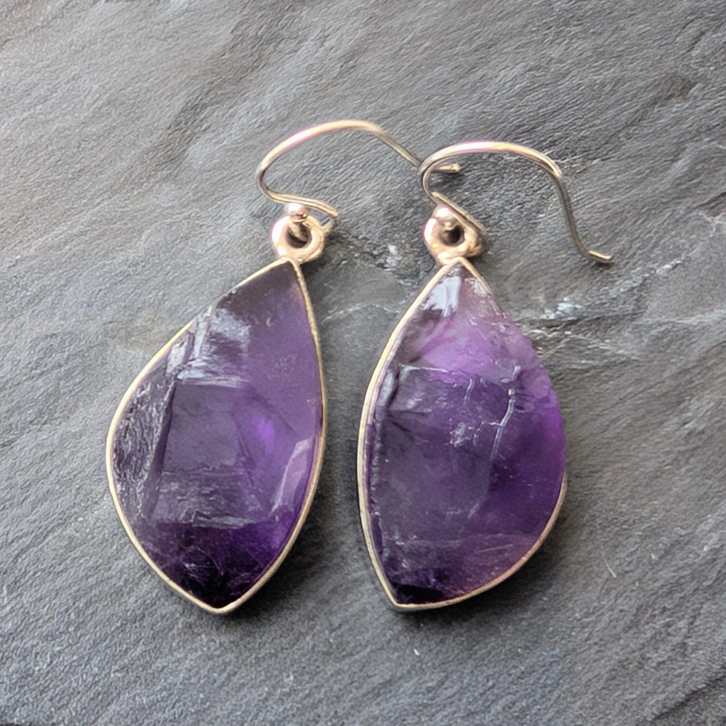 Amethyst Rough Cut Sterling Earrings