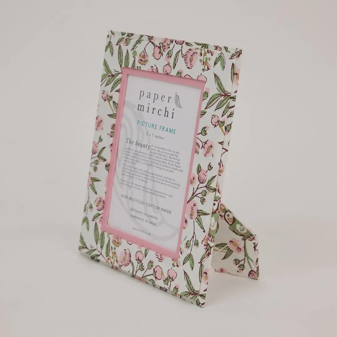 Block Printed Picture Frame 5X7- Song Bird Blush