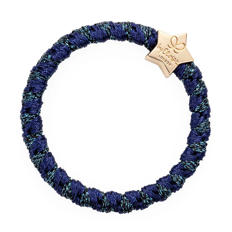 By Eloise Bangle Band Gold Star | Woven Navy Shimmer