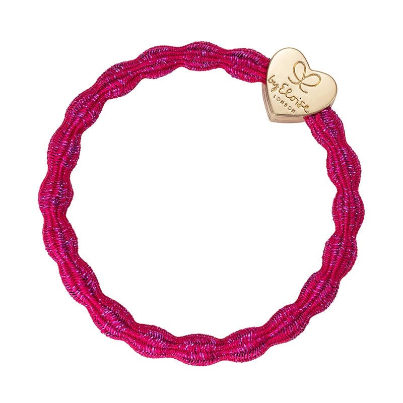 By Eloise Bangle Band | Metallic Gold Heart Fuchsia