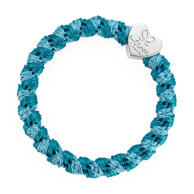 By Eloise Bangle Band Silver Heart | Woven Mosaic Blue