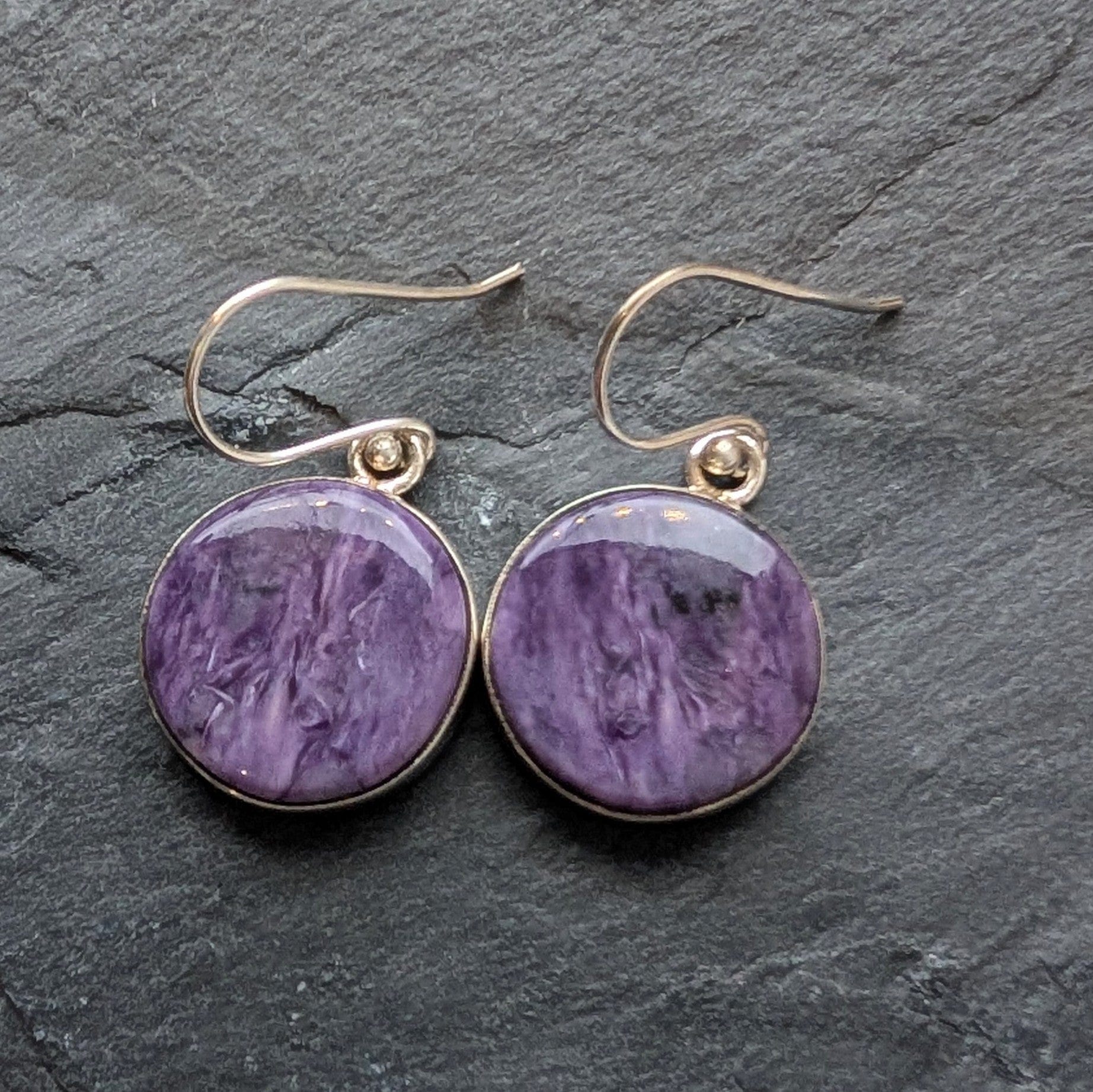Cherolite Round Sterling Silver Earrings