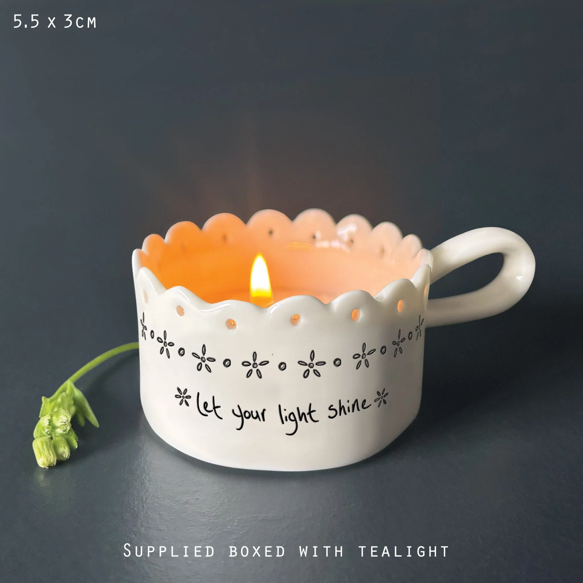 East of India Handled Tea Light Holder- Let your Light Shine