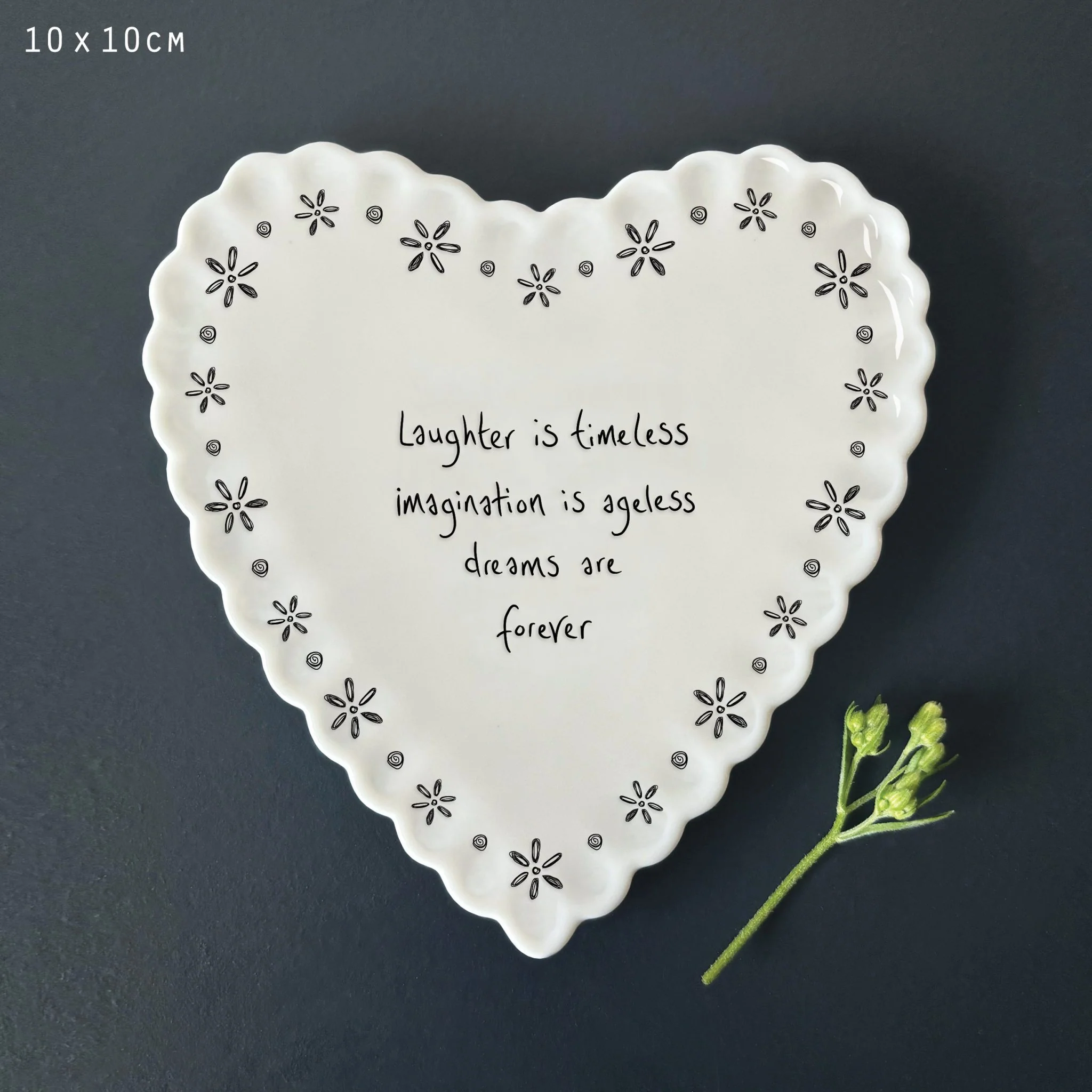 East of India Heart Scallop Coaster-Laughter is Timeless