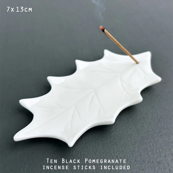 East of India Leaf Incense Holder Porcelain Holly