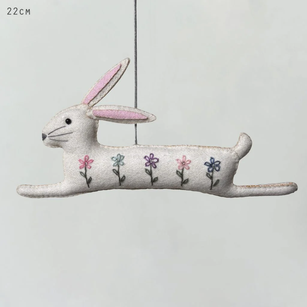 East of India Leaping Embroidered Rabbit