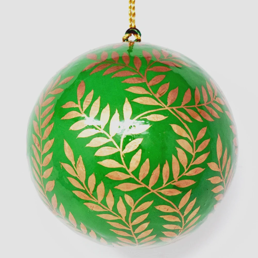 Fair Trade Green Bauble - Gold Vines