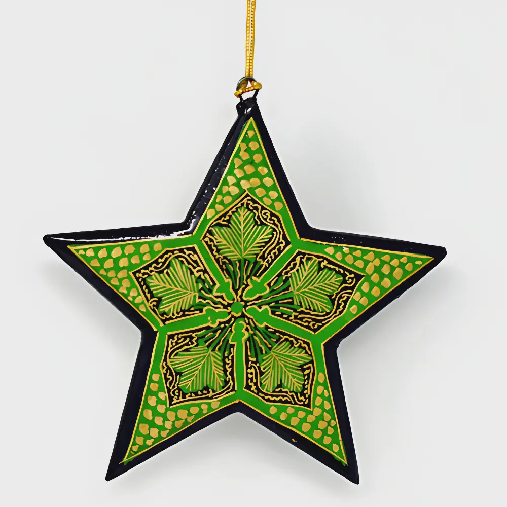 Fair Trade Green Hanging Star- 5 Leaves