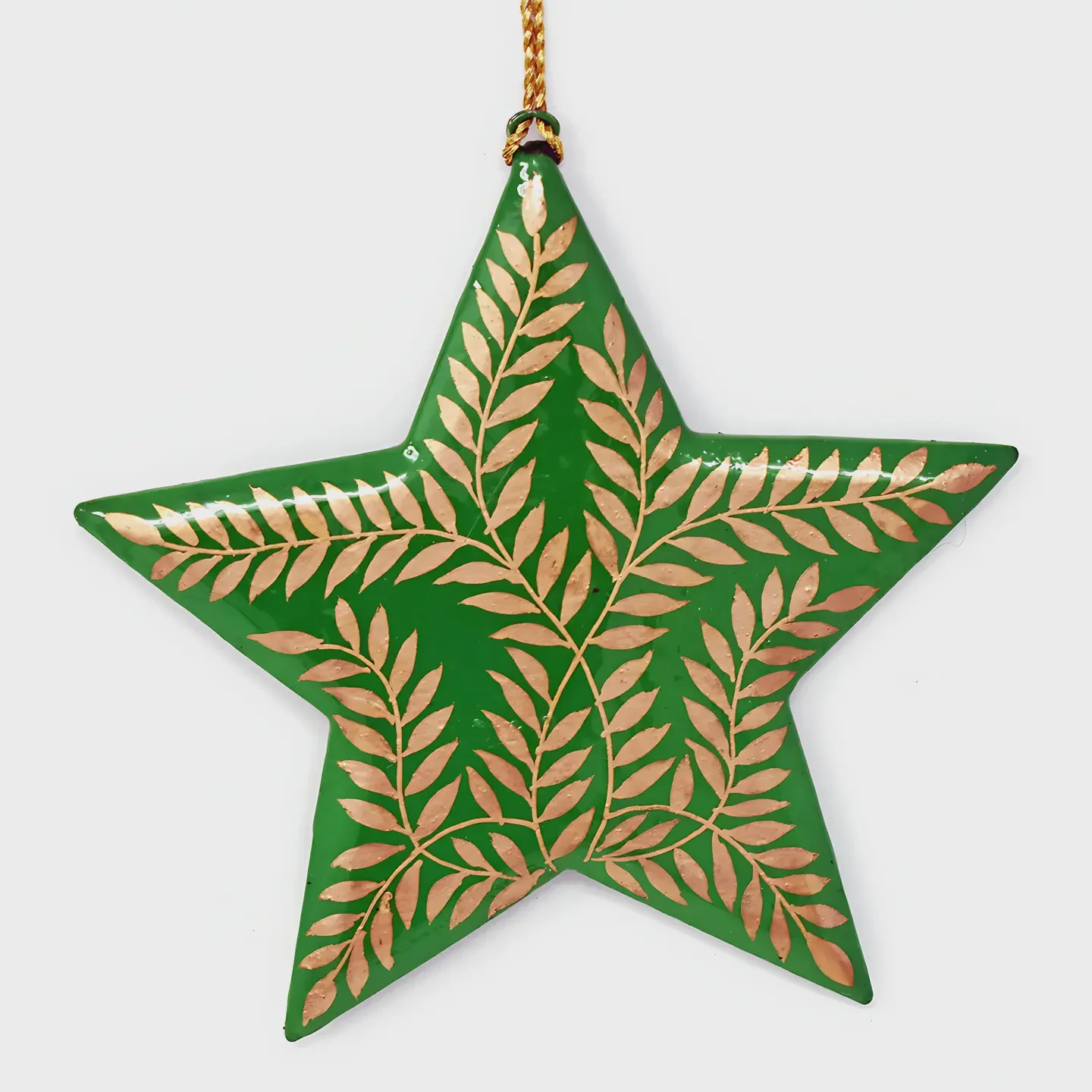 Fair Trade Green Hanging Star-Gold Vines