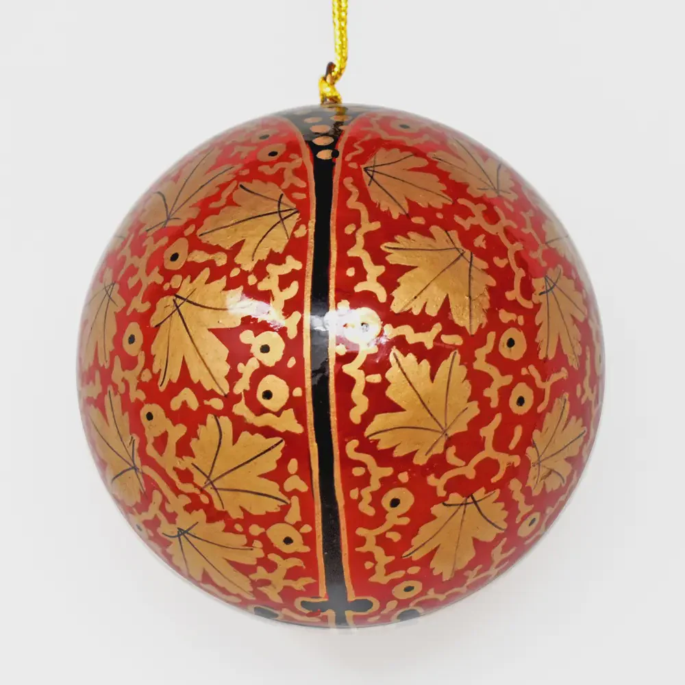 Fair Trade Red Bauble - Central Leaves
