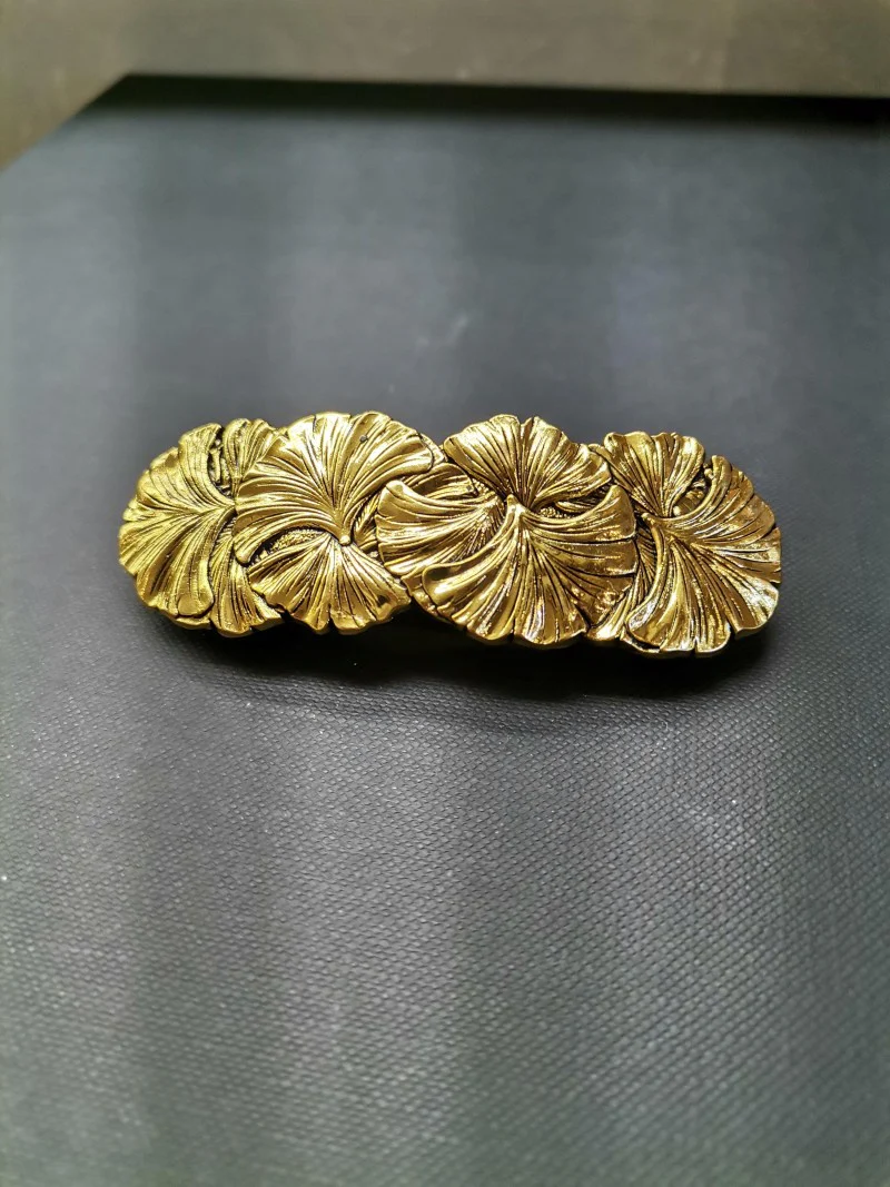 Gingko Leaf Hair Clip/Barrette Aged Brass