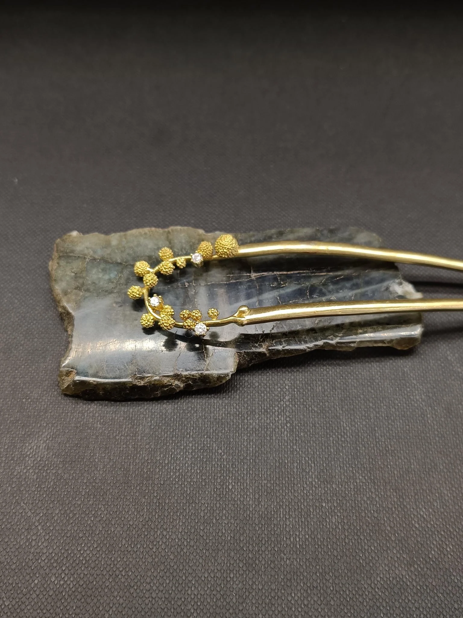 Gold Hair Pin Balls with Rhinestones