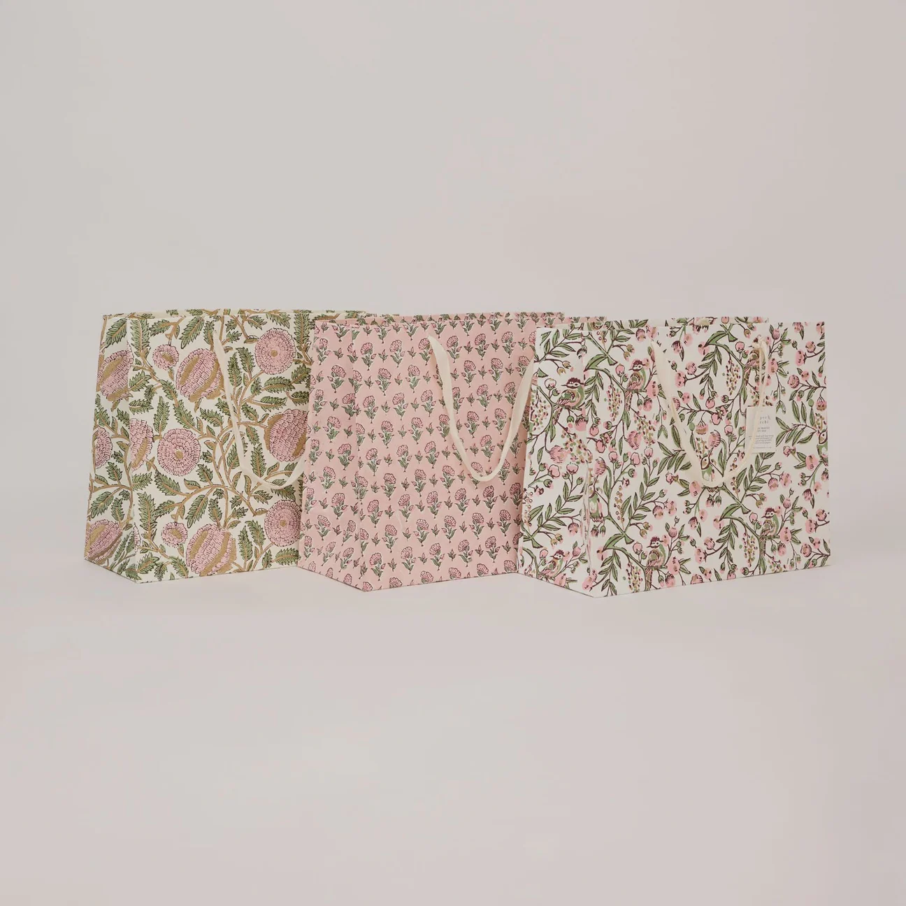 Hand Block Printed Gift Bag Large Blush Refresh