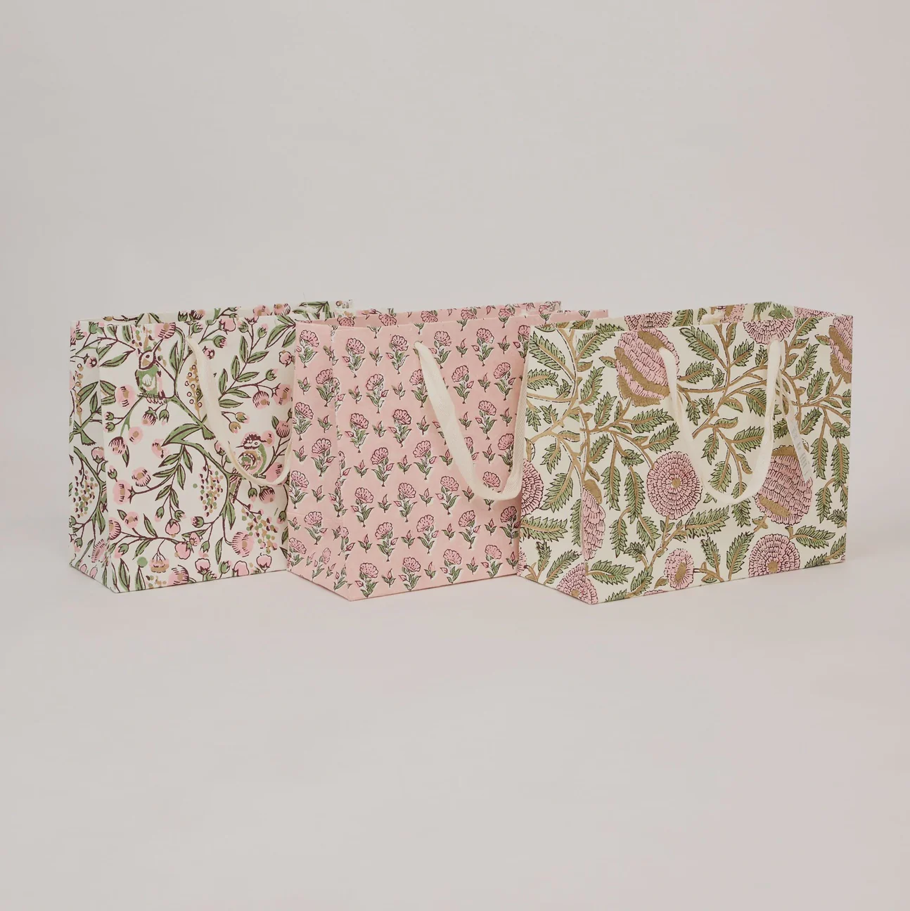 Hand Block Printed Gift Bag Medium Blush Refresh