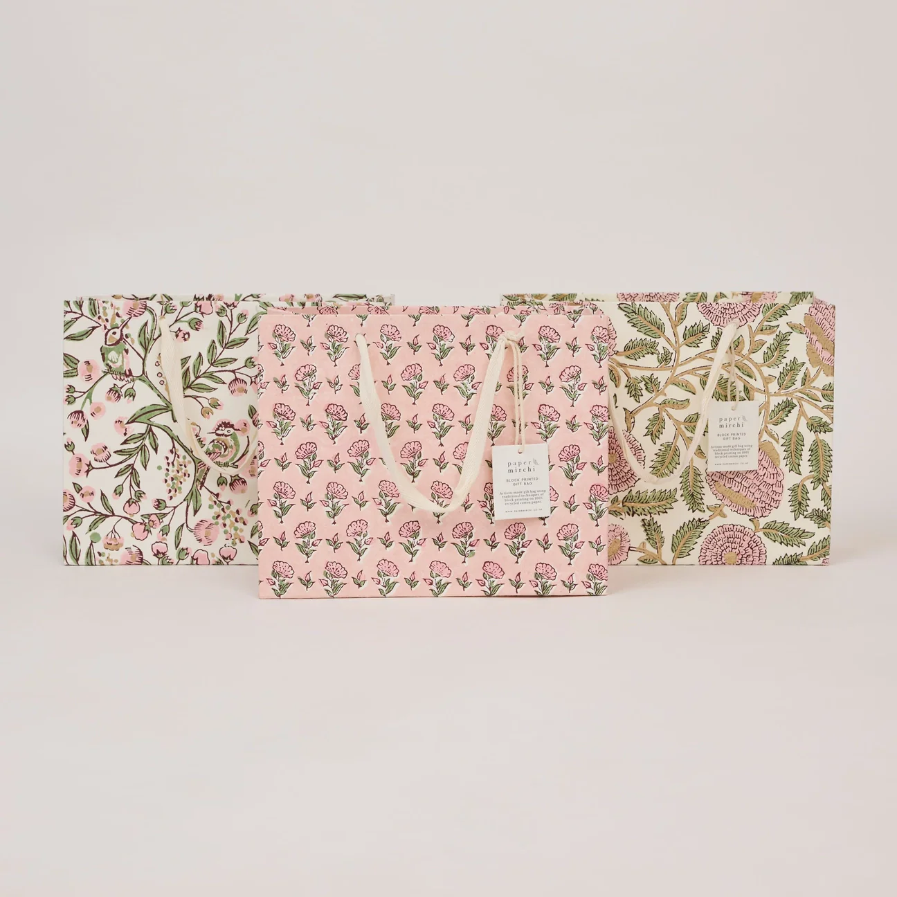 Hand Block Printed Gift Bag Medium Blush Refresh - Image 2