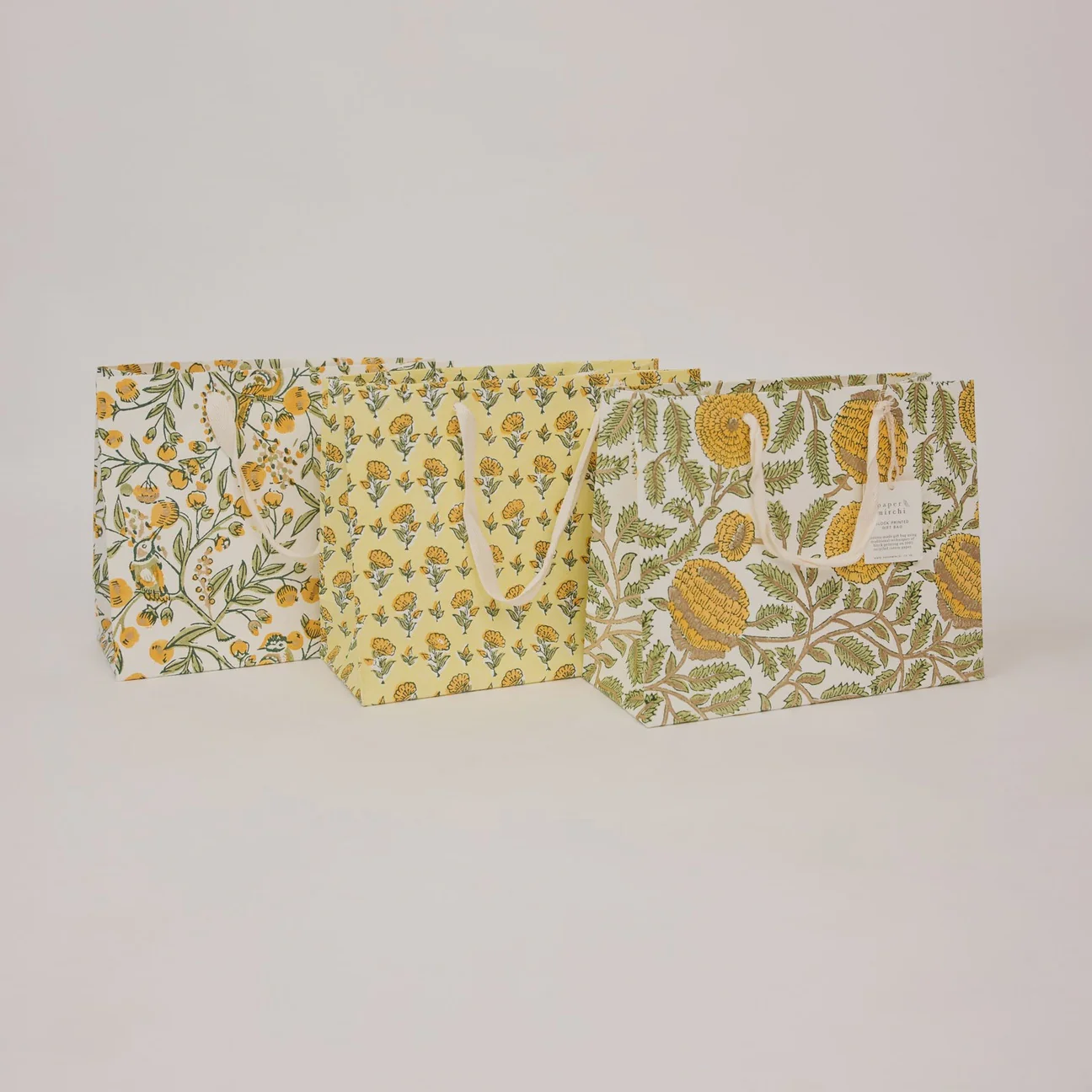 Hand Block Printed Gift Bag Medium Sunshine Refresh