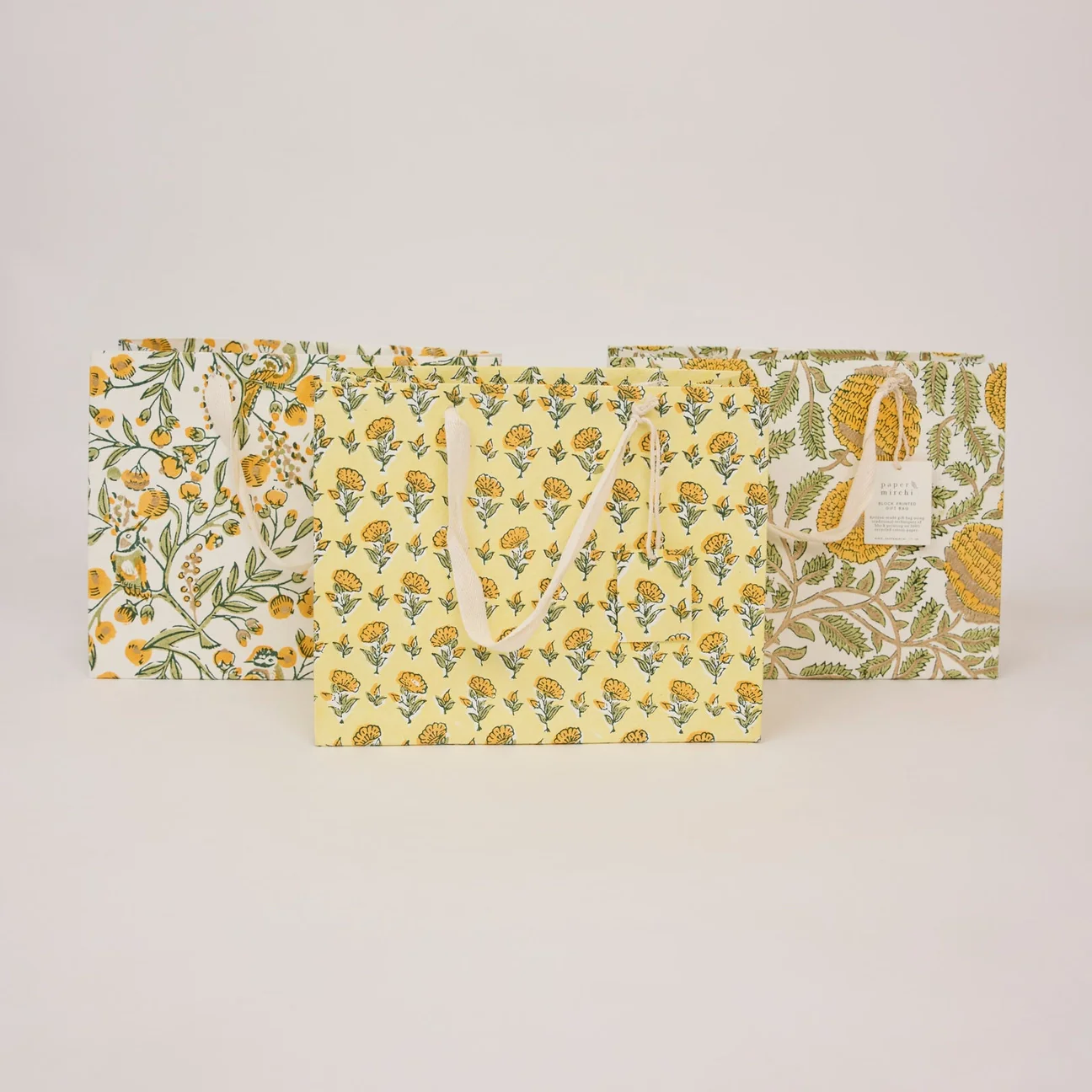 Hand Block Printed Gift Bag Medium Sunshine Refresh - Image 2