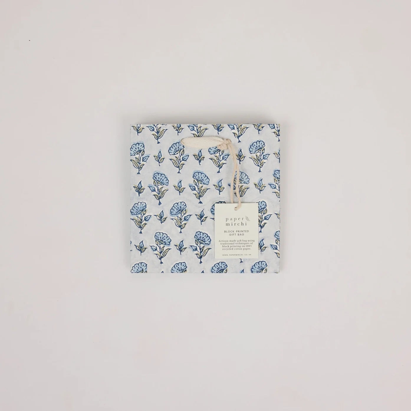 Hand Block Printed Gift Bags Small Blue Stone Refresh - Image 3