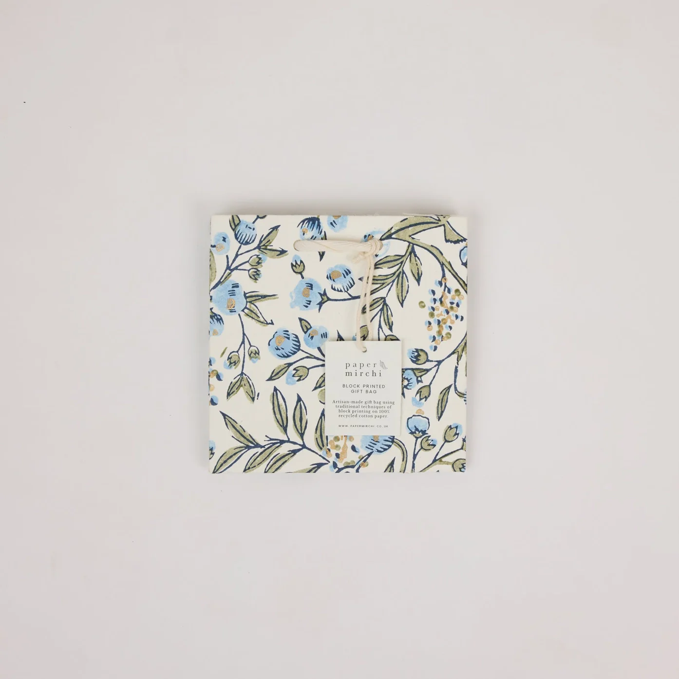 Hand Block Printed Gift Bags Small Blue Stone Refresh - Image 4