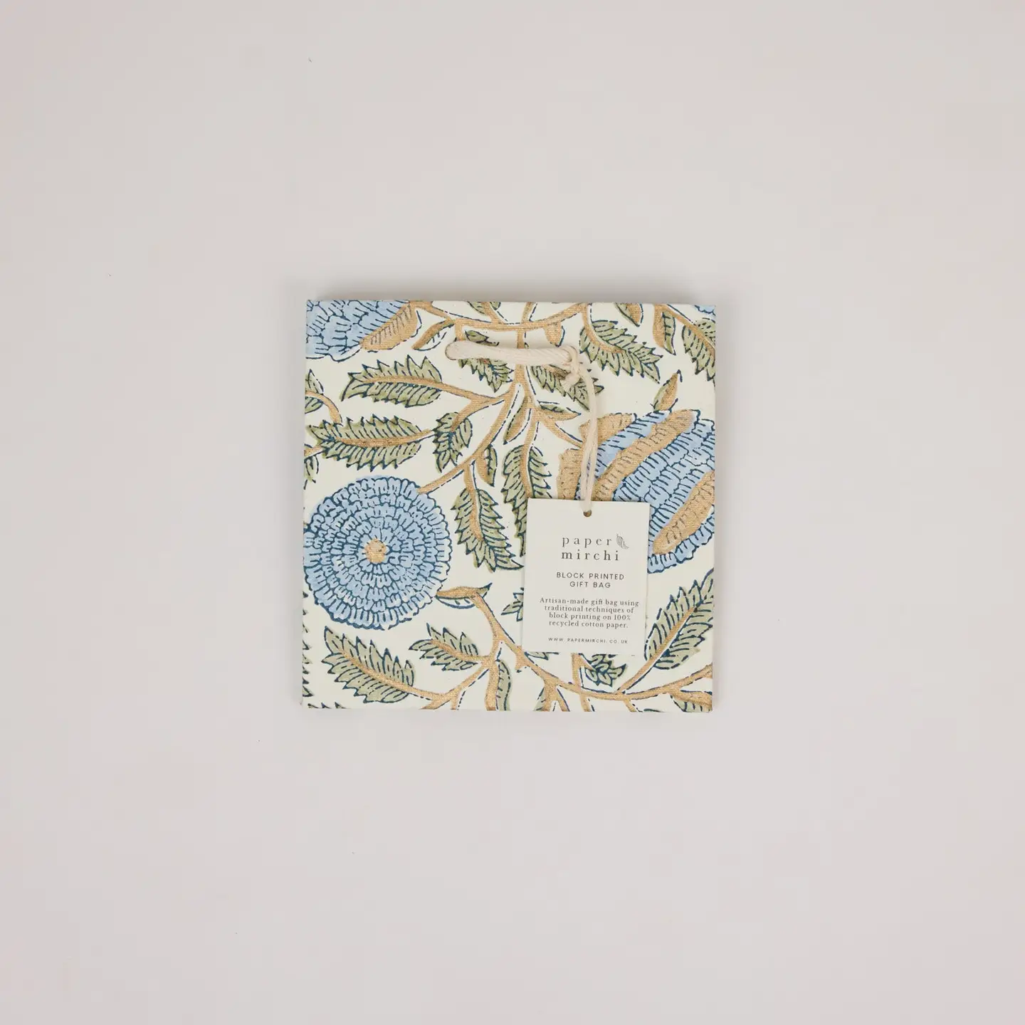 Hand Block Printed Gift Bags Small Blue Stone Refresh - Image 5