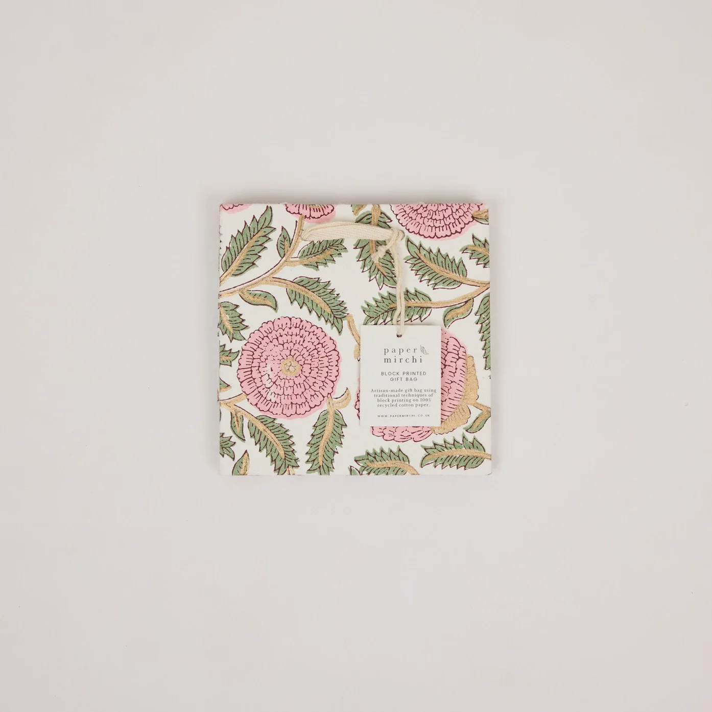 Hand Block Printed Gift Bags Small Blush Refresh - Image 2