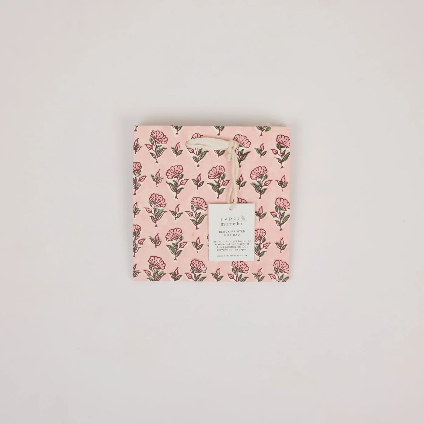 Hand Block Printed Gift Bags Small Blush Refresh - Image 4