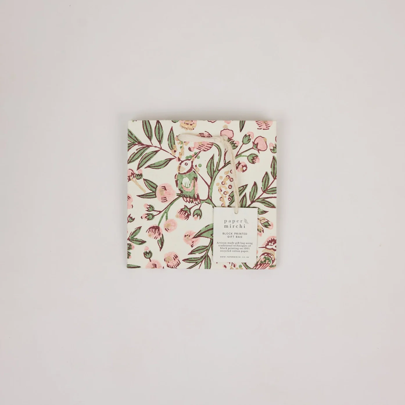 Hand Block Printed Gift Bags Small Blush Refresh - Image 5