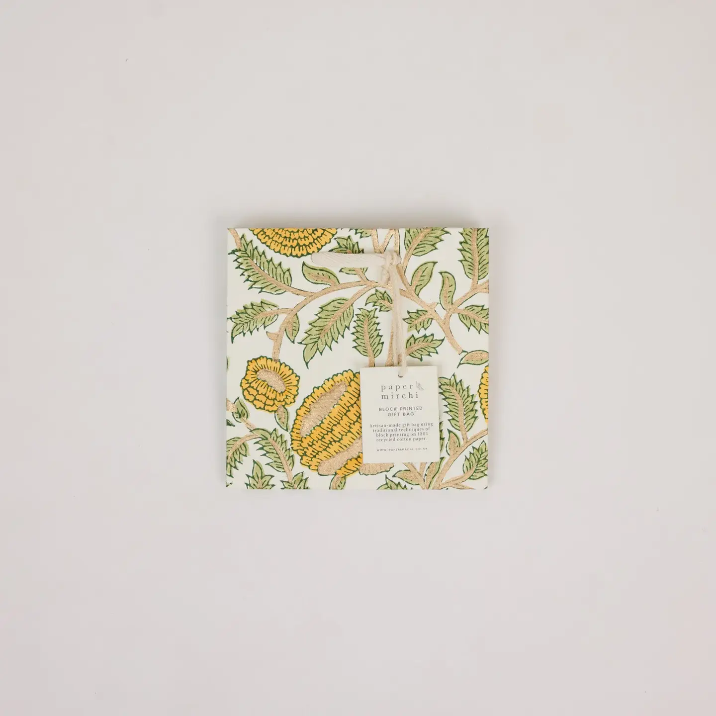Hand Block Printed Gift Bag Small Sunshine Refresh - Image 2