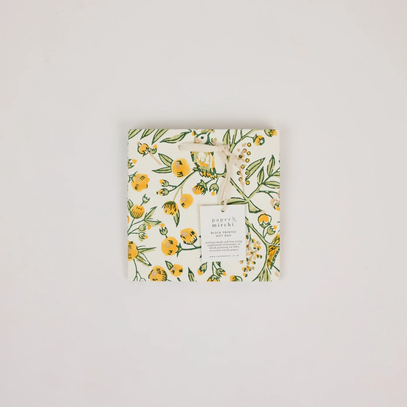 Hand Block Printed Gift Bag Small Sunshine Refresh - Image 4