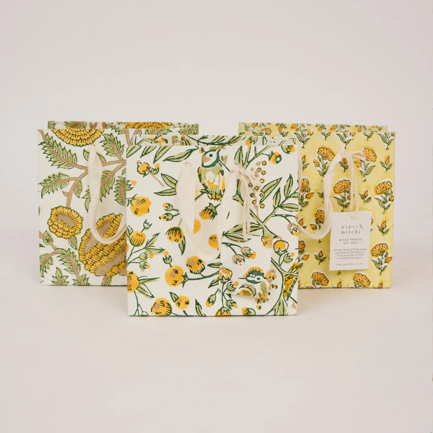 Hand Block Printed Gift Bag Small Sunshine Refresh - Image 5