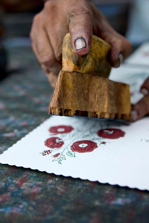 Hand Block Printed Greeting Card - Gulab Sage - Image 3