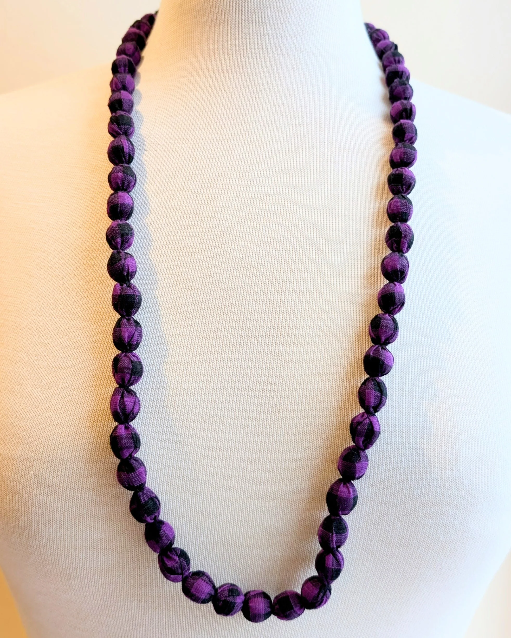 Indian Fabric Handmade Beaded Necklace Purple