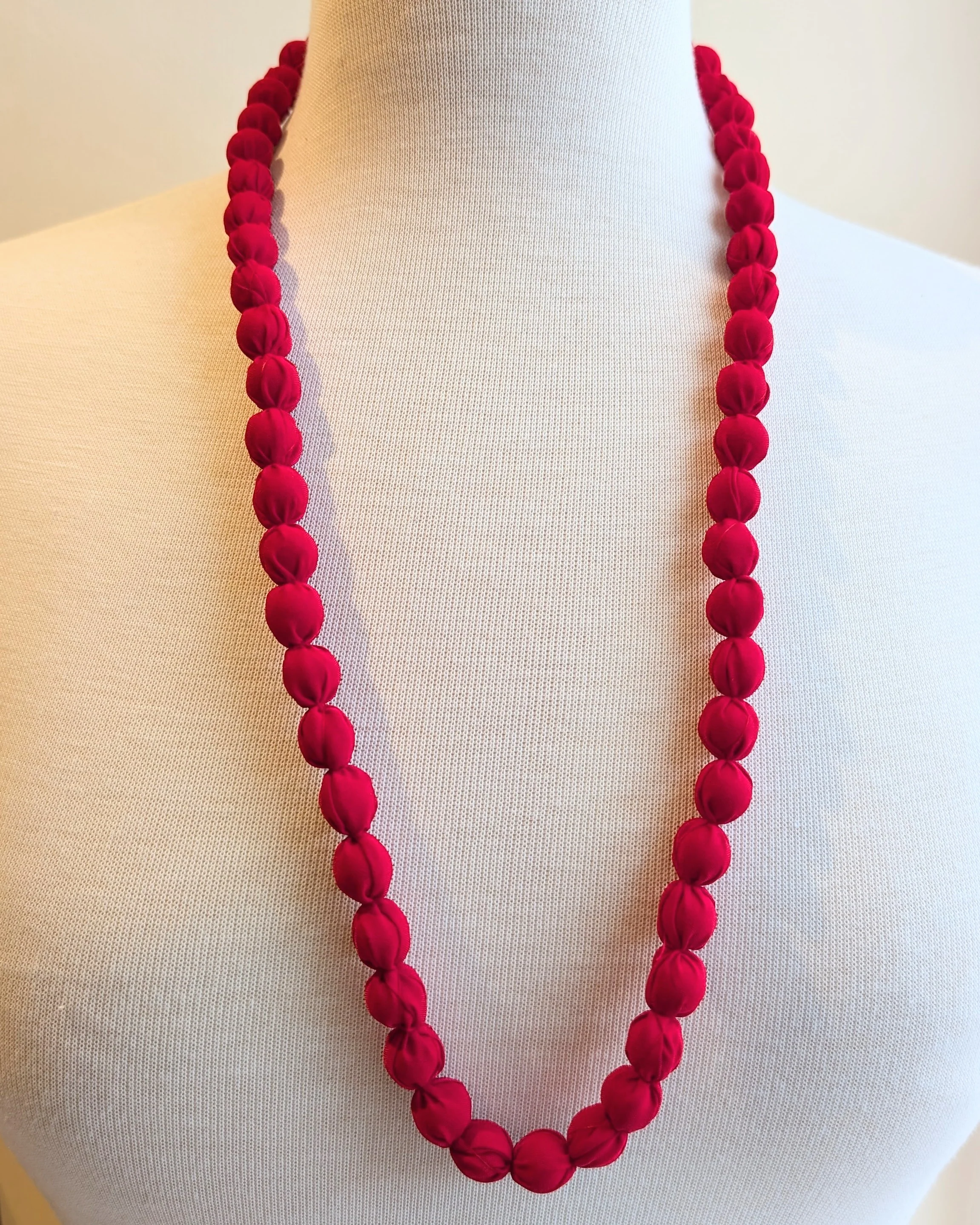 Indian Fabric Handmade Beaded Necklace Red
