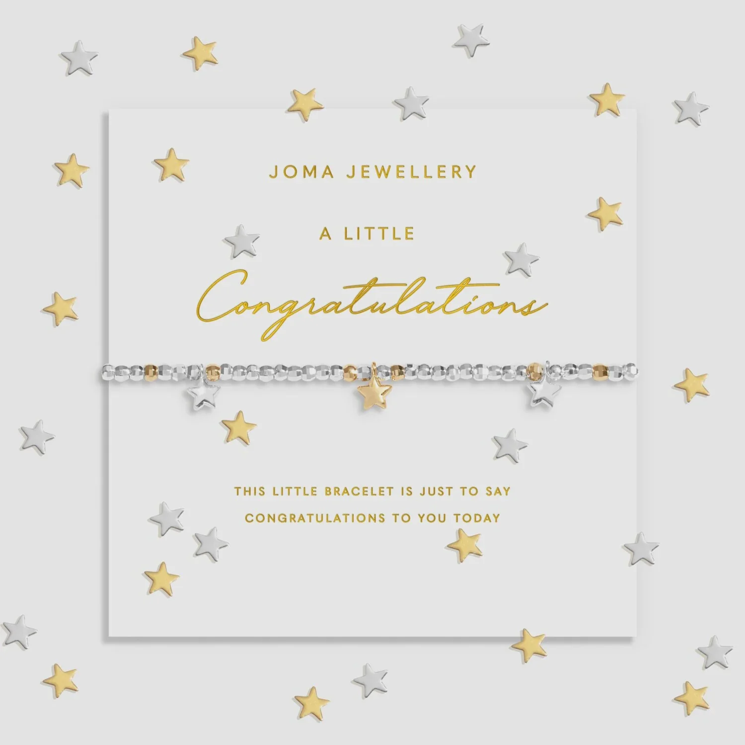 Joma Jewellery Sparkle Confetti A Little 'Congratulations' Bracelet in Silver and Gold Plating
