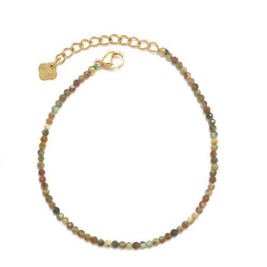 Khaki Gemstone Bead Bracelet