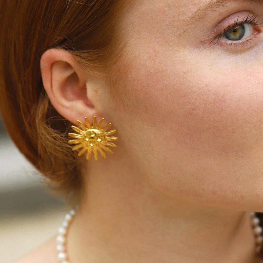 Les Cleias Nelly Gold Sun Earrings - Image 2