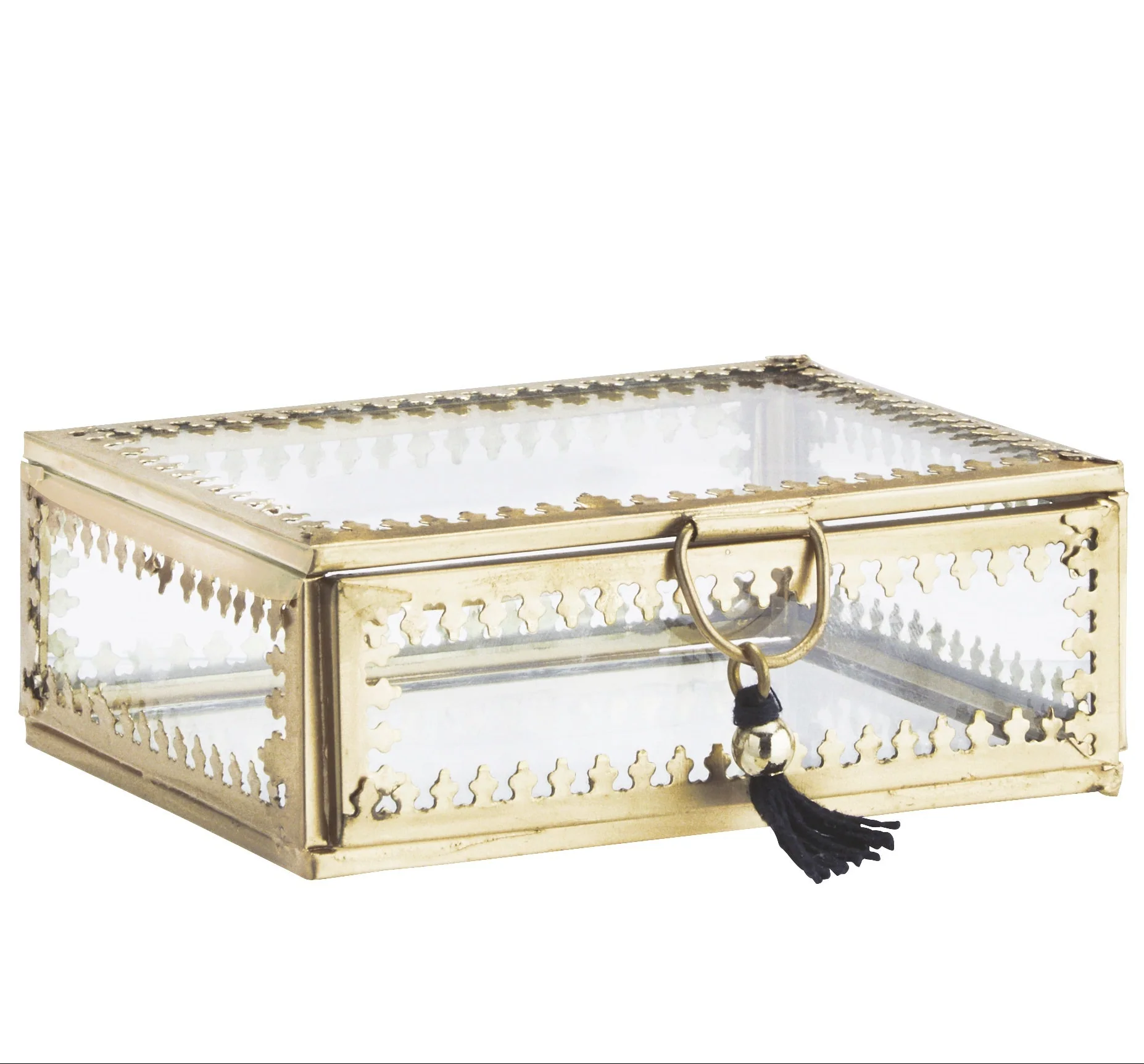 Madam Stoltz Glass Box w/Tassel Large