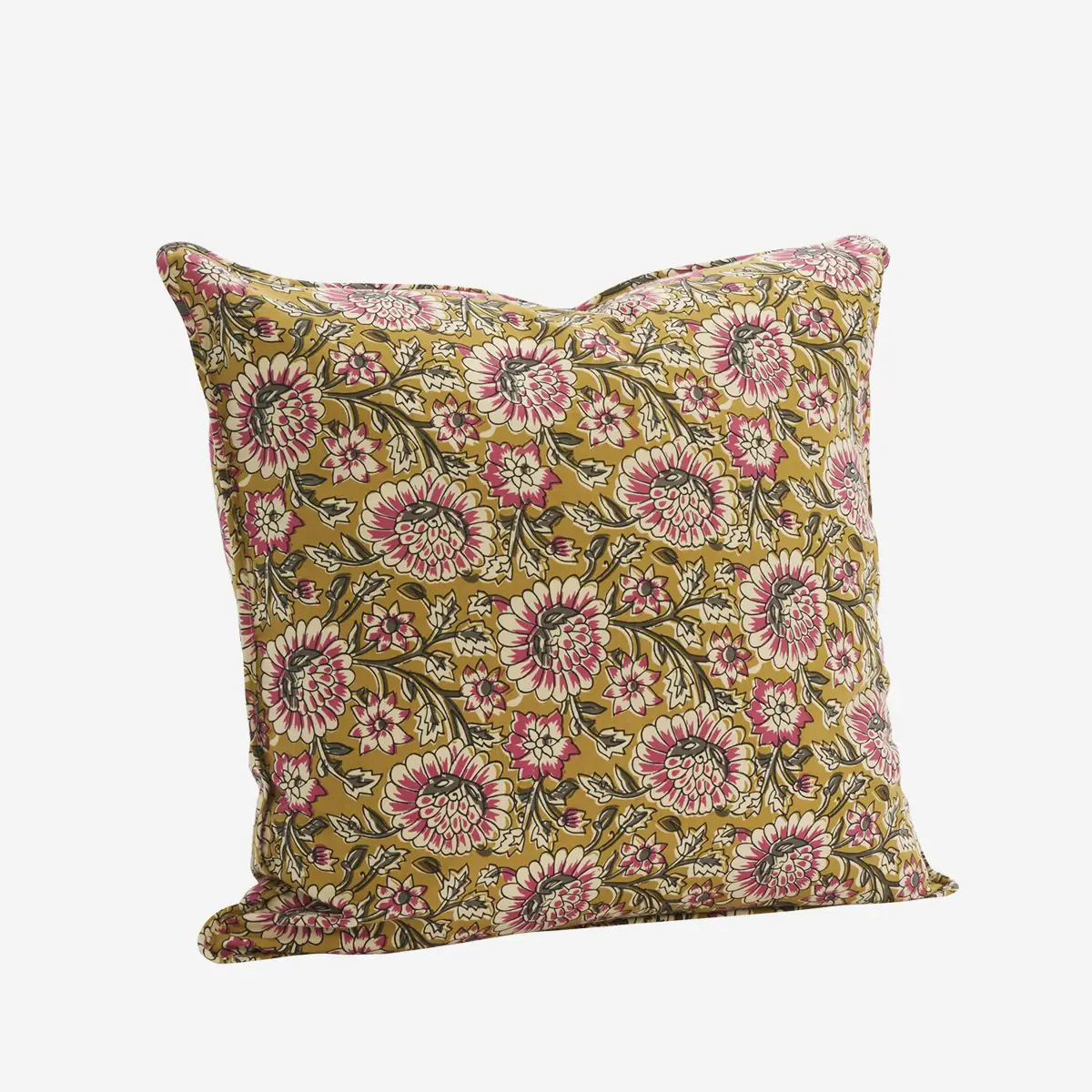 Madam Stoltz Printed Cushion Cover Mustard, Off white, Grey, Raspberry