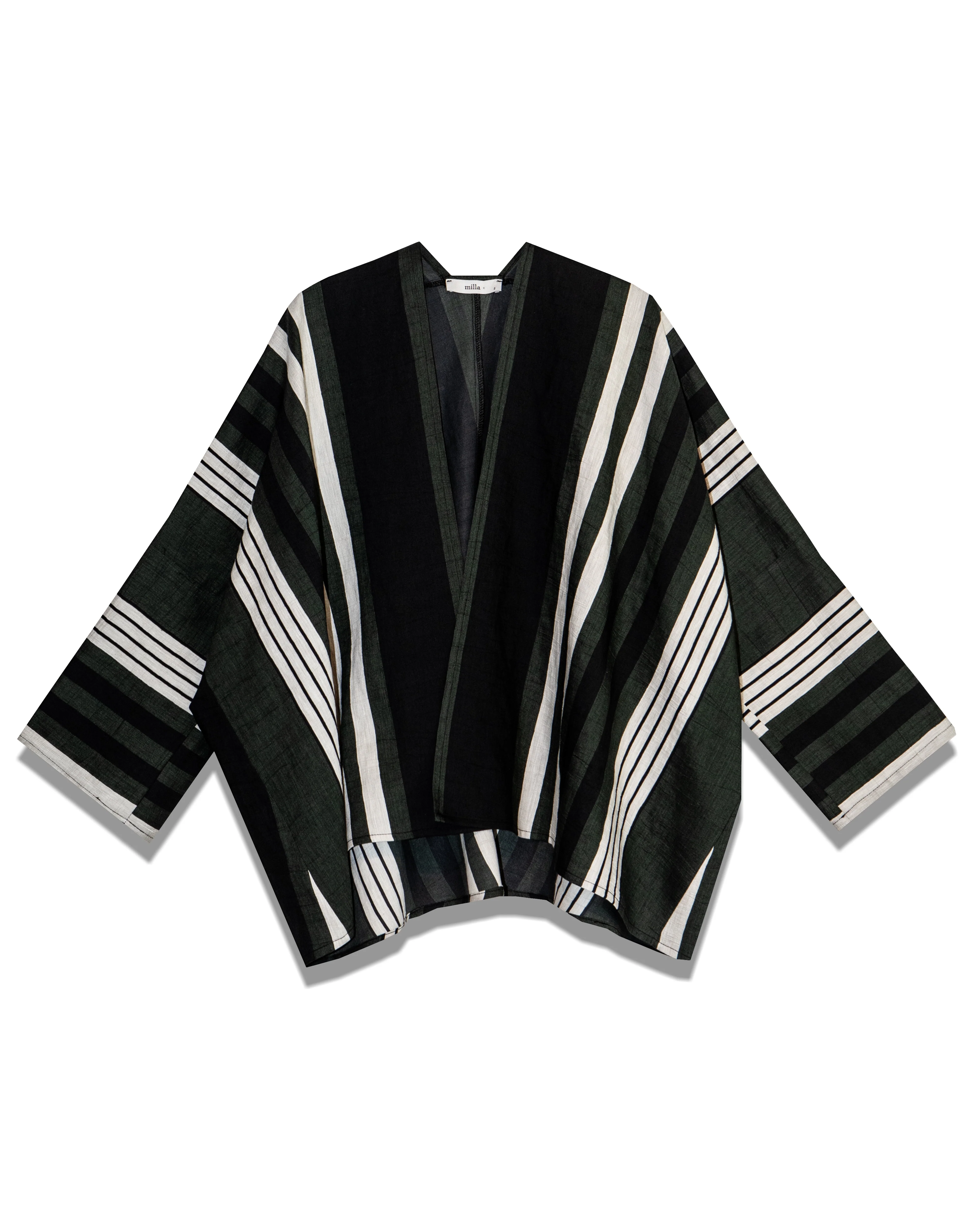 Milla Striped Linen-Blend Kimono - Image 3