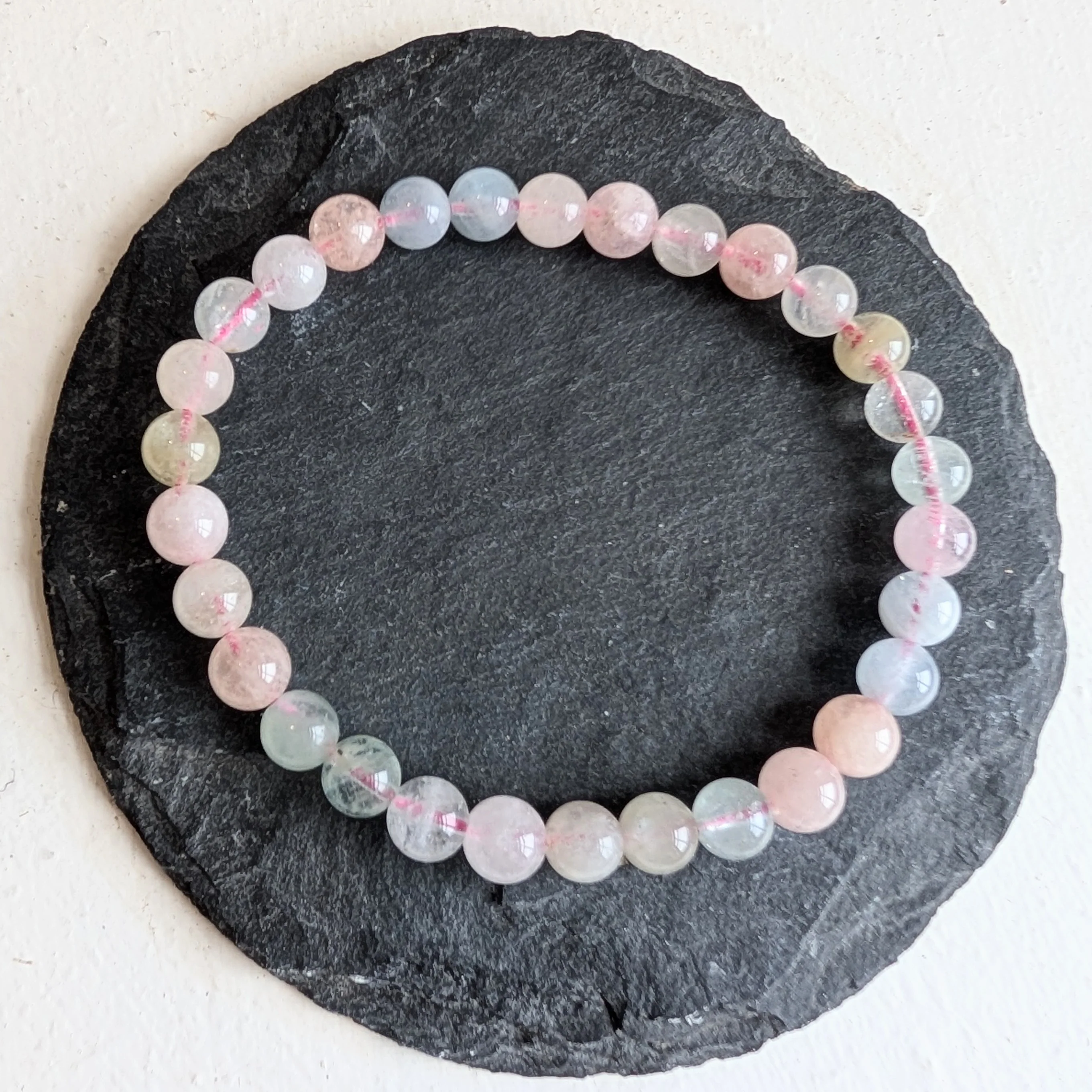 Morganite Stretchy Gemstone Bracelet 6mm
