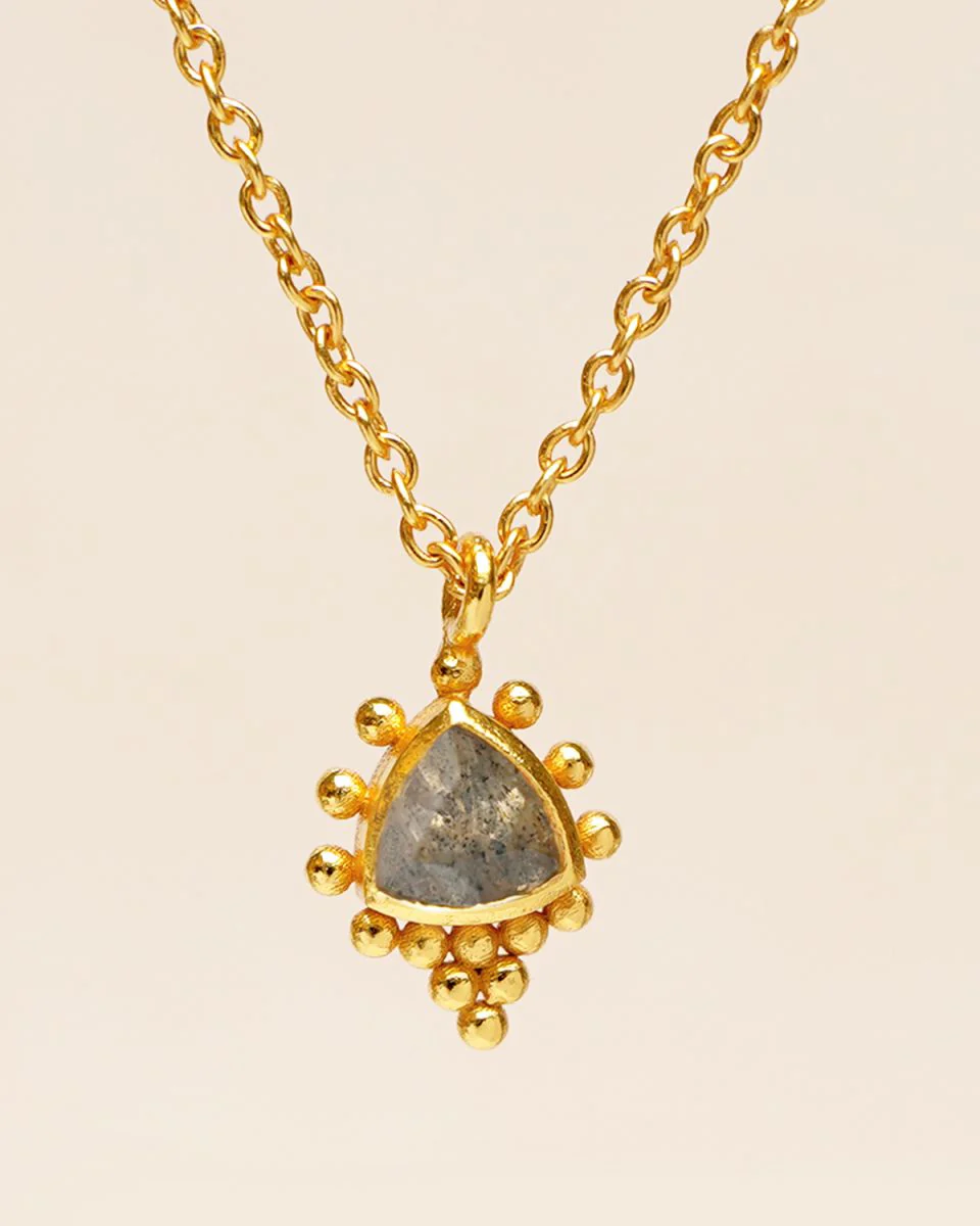muja juma Labradorite Dotty Triangle Necklace