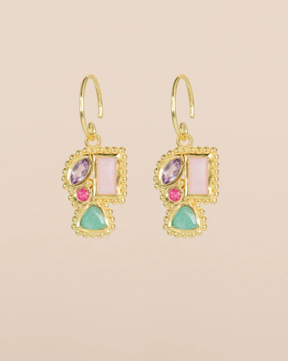 muja juma Najah Pink Opal Earrings - Image 4