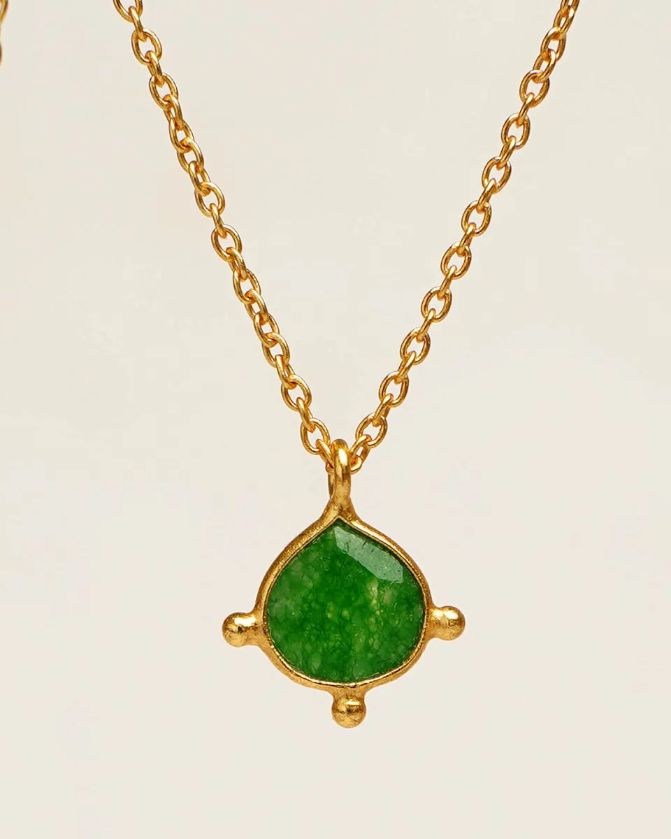 muja juma Necklace Dark Green Teardrop/Dots