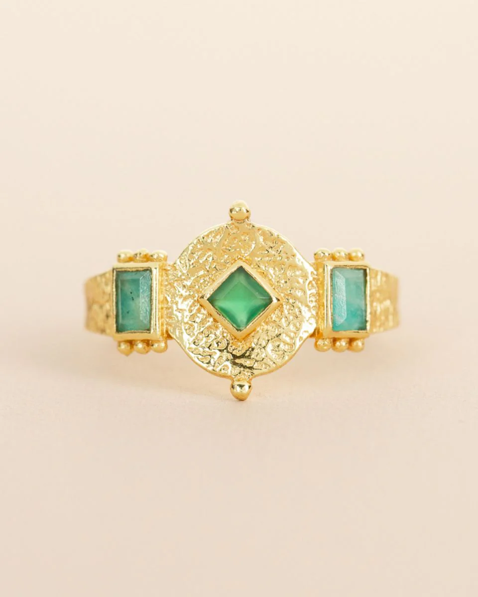 muja juma Rihla Green Agate Ring
