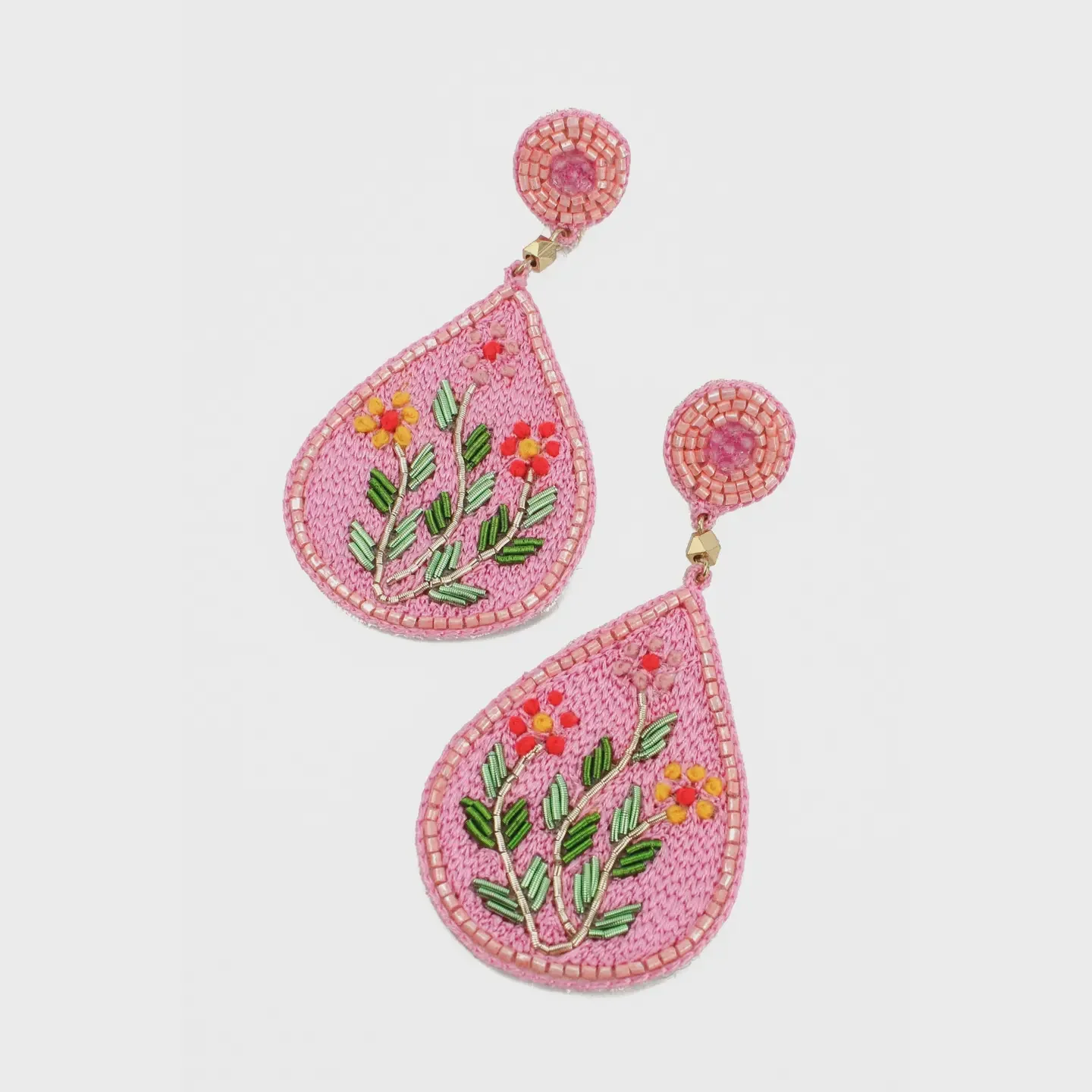 My Doris Folk Floral Teardrop Earrings Pink