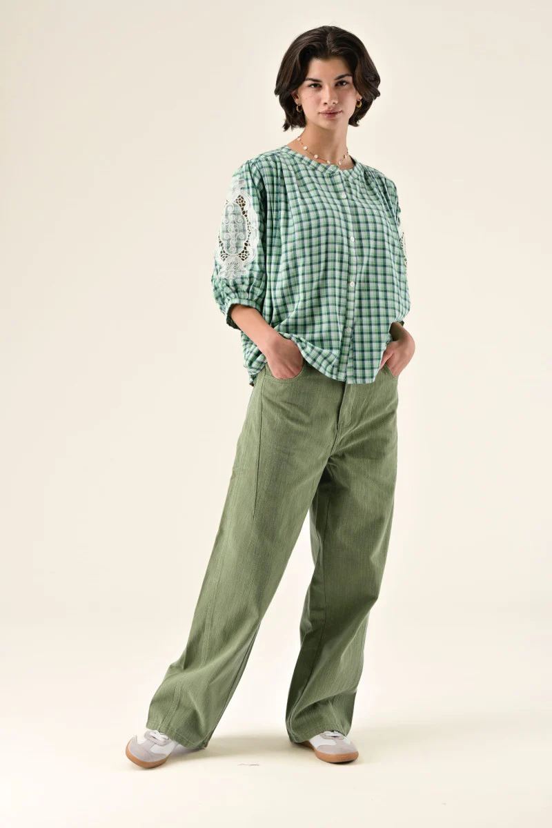 Orfeo Adrian Blouse Green Check