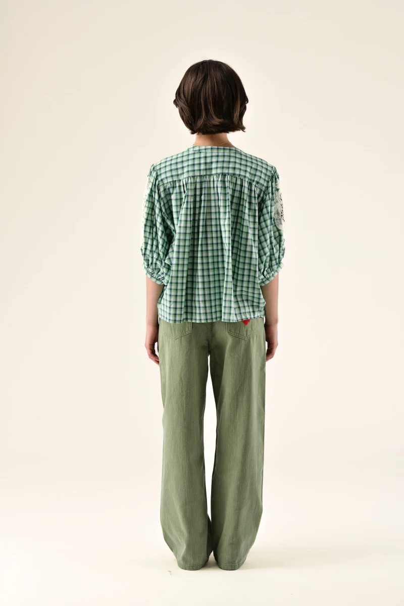 Orfeo Adrian Blouse Green Check - Image 3
