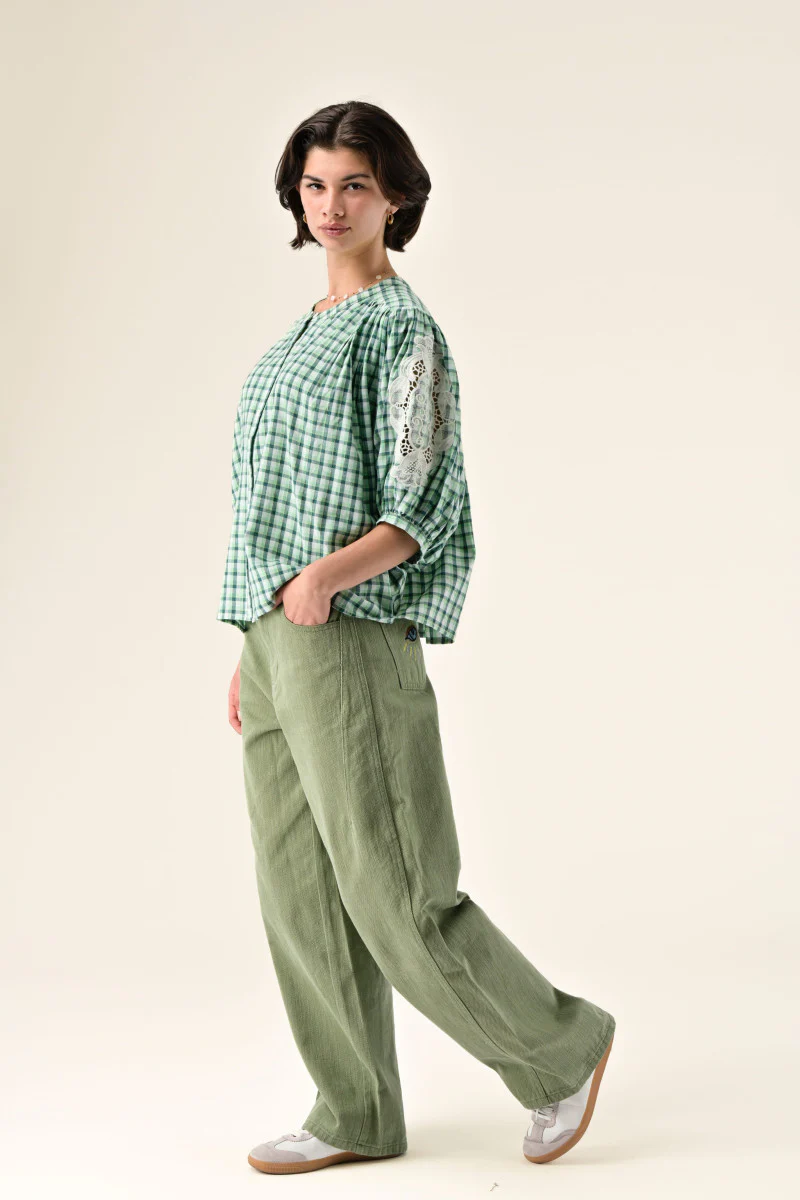Orfeo Adrian Blouse Green Check - Image 4