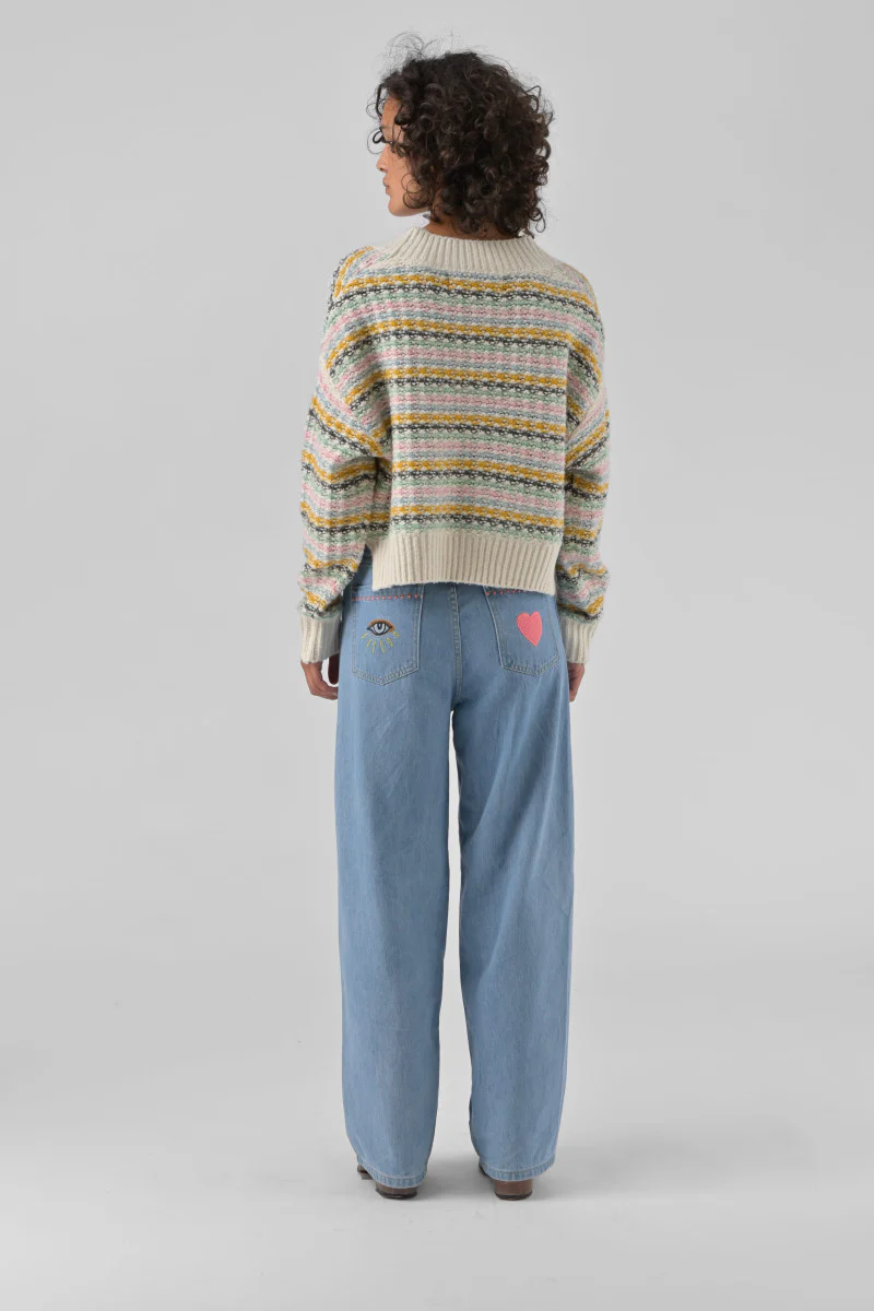 Orfeo Caleb Cardigan Ecru Stripe - Image 3